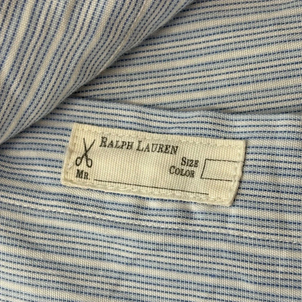 Vtg Polo Ralph Lauren Estate Custom Fit Blue Striped Shirt‎ Mens XXL Long Sleeve